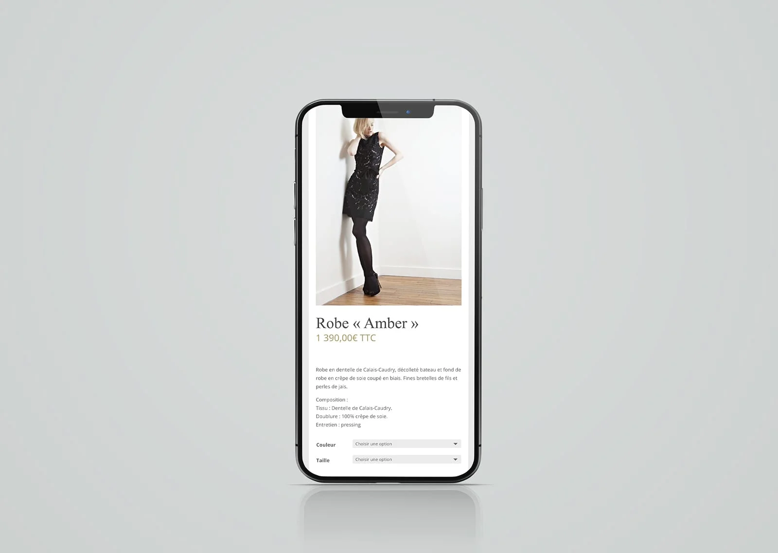 Site web Mobile page produit