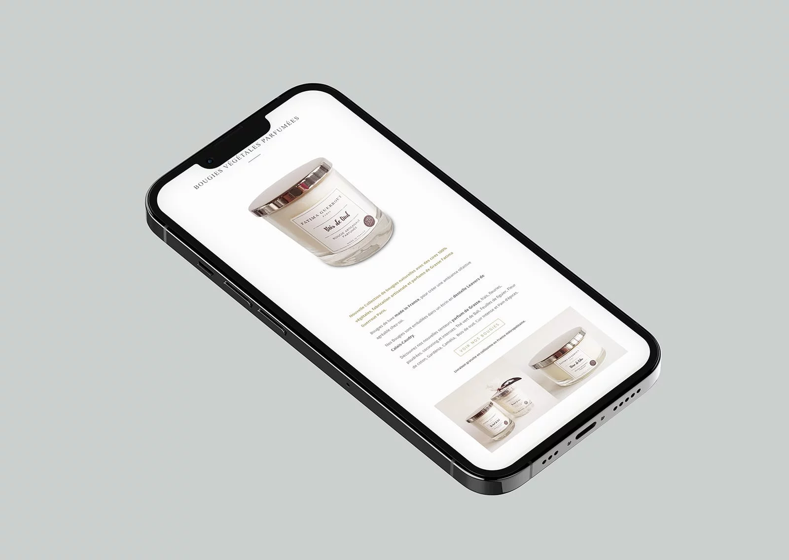 Site vente bougies parfumees Version mobile